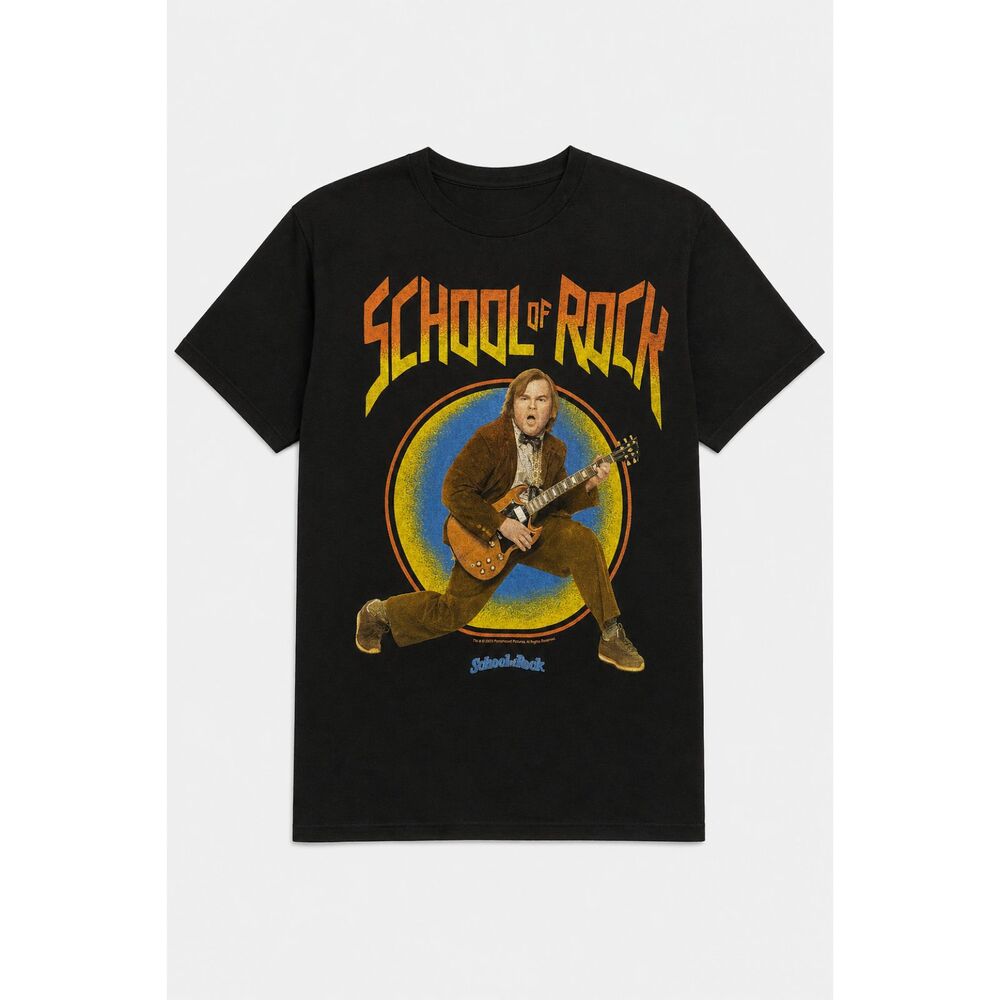 School Of Rock Jack Black Paramount 2023 T-Shirt Tee Black Gildan New Large NWT